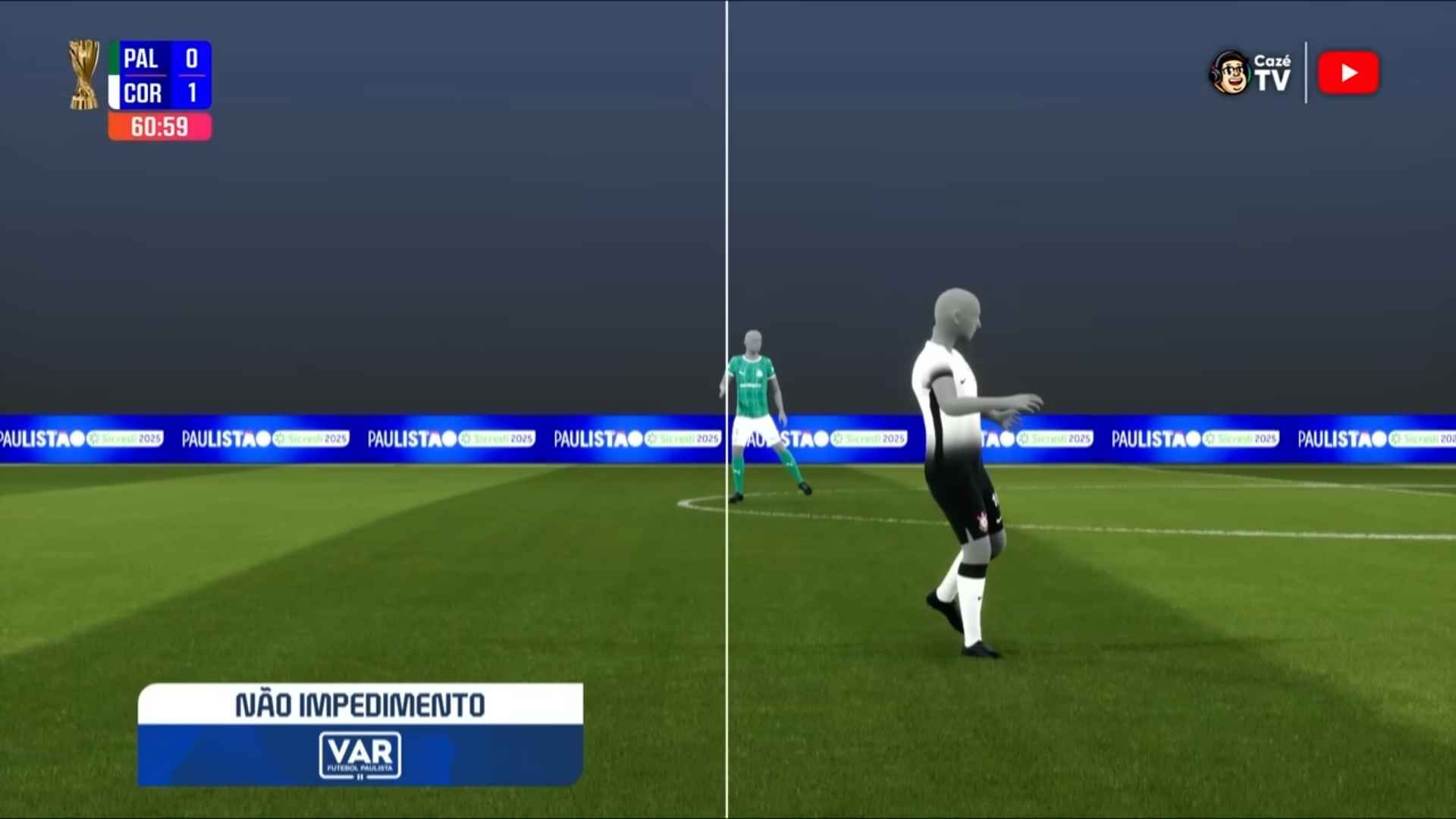 Pagou, tem que usar: Transmissão do Paulistão usa imagens de impedimento semiautomático em gol claramente legal